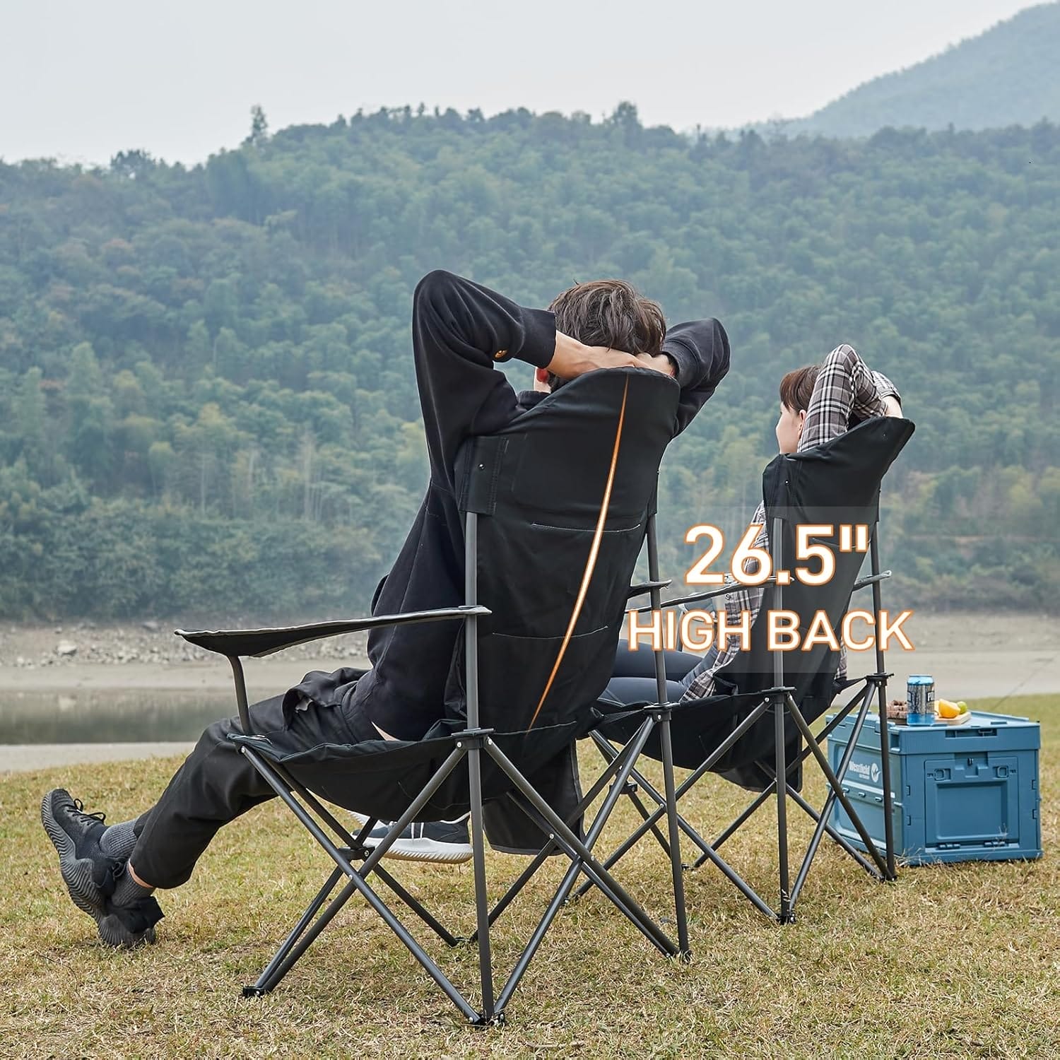 EVER ADVANCED Camping Chairs, Lawn Chairs Outdoor Sports Chairs, Folding Chair Camping Chairs for Adults, Supports 400lbs - Image 4