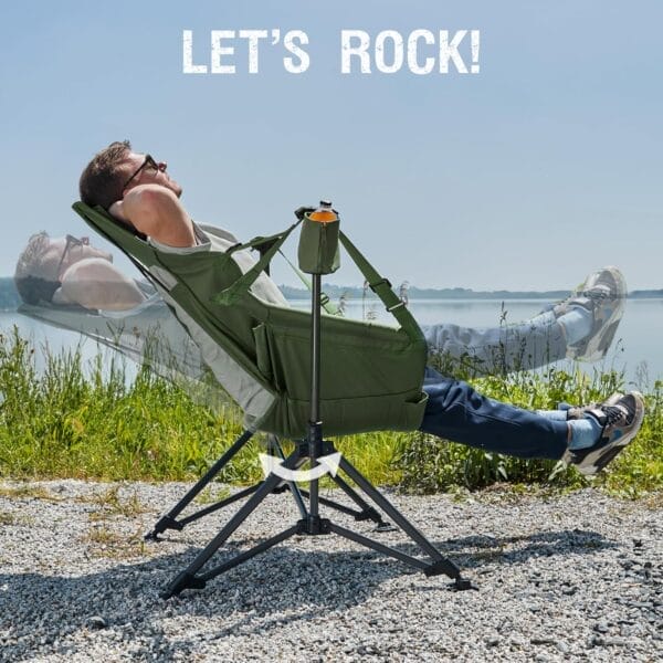 PORTAL Hammock Camping Chair, Portable Outdoor Swinging Chairs, Rocking Chair for Adults with Adjustable Back and Height for Lawn, Backyard, Patio, Supports 400 lbs, Breathable Mesh High Back, Green - Image 7