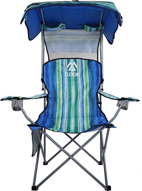 Camp Chairs with Shade Canopy Chair Folding Camping Recliner Support with Carrying Bag, Multi-Color - Image 3