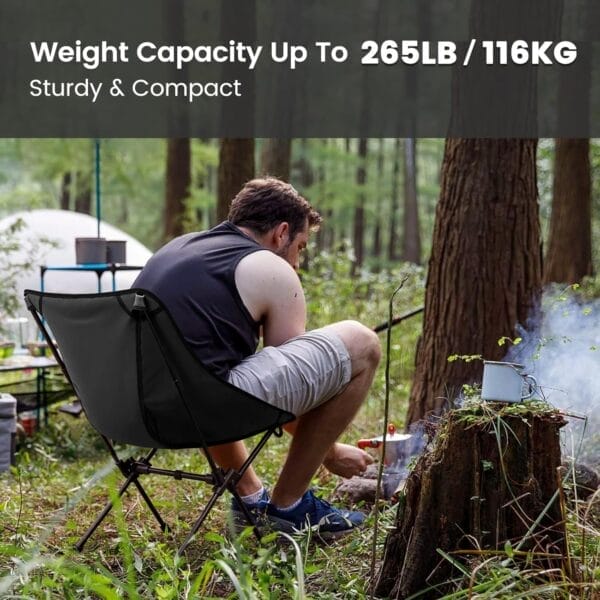 CAMEL CROWN Portable Camping Chair Folding Compact Lawn Lightweight Backpacking Chair with Carry Bag for Outdoor Hiking Beach Travel Picnic Festival Black - Image 4
