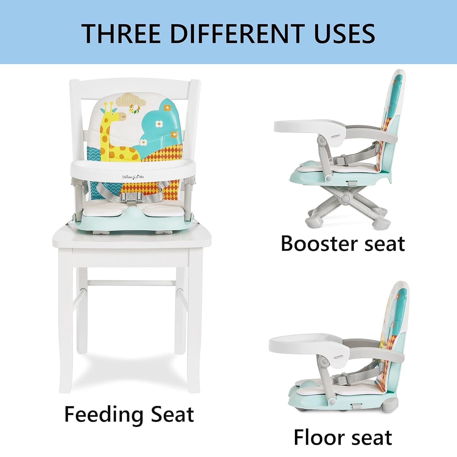 Dream On Me Munch N Go Booster Seat for Dining Table, Lightweight Compact Fold Travel Booster Seat, 3-in-1 Convertible, Four Level Height Adjustment and Easy Tray Removal - Image 7