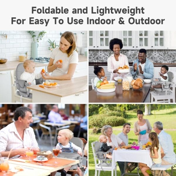 YOLEO Baby High Chair Booster Seat for Dining Table, Adjustable Height Travel Foldable High Chairs with Tray - Image 9