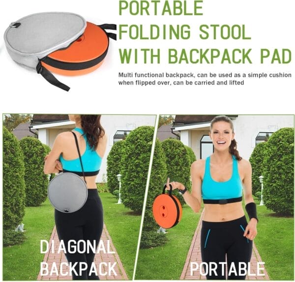 Deer's Life Portable Collapsible Stool with Cushion Pad, Retractable Folding Telescopic Camping Seat for Adults, Small Lightweight Sturdy Adjustable Stools for Travel,Kitchen,Garden,Fishing - Image 3
