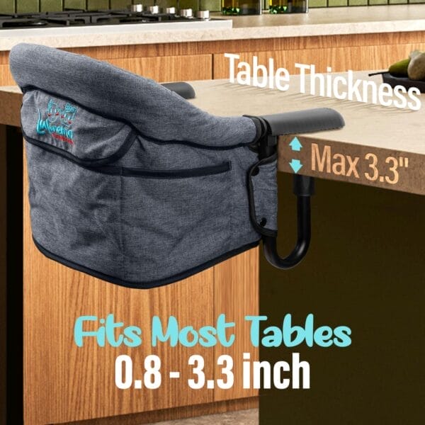 Hook On High Chair - Portable & Foldable for Babies 6-36 Months, Family & Travel Use with Carry Bag (Grey) - Image 3
