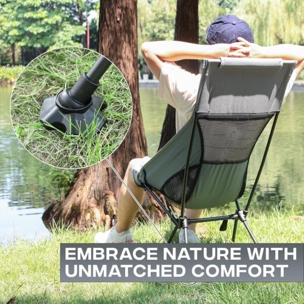 Peak Outdoors Backpacking Chair Lightweight Camping Chair – High Back Ultralight Folding Camp Chair with Storage Bag, Compact Portable Tall Hiking Chair and Beach Chair (Grey) - Image 8