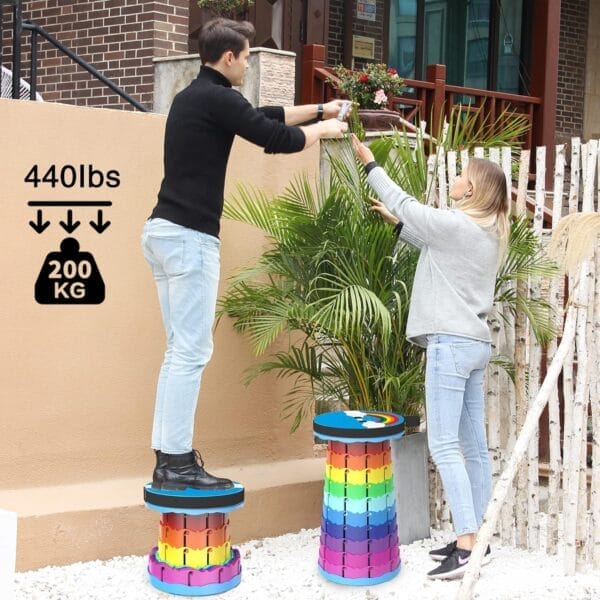 ALEVMOOM Portable Collapsible Stool with Cushion Retractable Folding Telescoping Stool for Adults Sturdy Capacity 440lbs Foldable Camping Stool for Outdoor Hiking Garden BBQ with Bag - Image 2