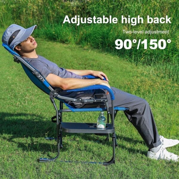 ALPHA CAMP Oversized Folding Camping Chairs High Backrest Reclining Director Heavy Duty Lawn Chairs for Adults Support 300 LBS Fishing Chairs with Large Side Table Cup Holders for Outdoor Fishing - Image 3