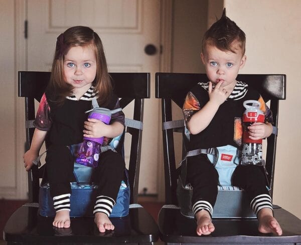 Nuby Easy Go Booster Seat - Travel Booster Seat for Babies and Toddlers - Holds Up to 35 Pounds - 9+ Months - Gray Chevron - Image 6