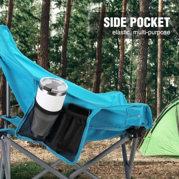 VILLEY Camping Chair Beach Folding Chair, Outdoor Lawn Portable Lightweight Chair, Foldable Chair with Carry Bag, for Outside Hiking, Fishing, Travel, Beach and Sports, Blue - Image 7