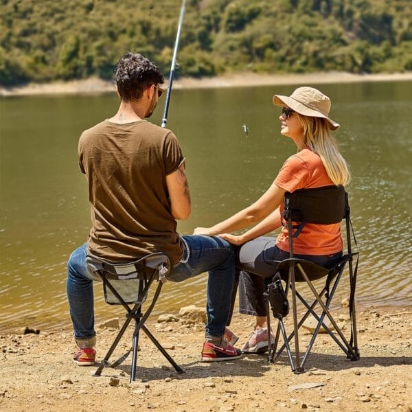PORTAL Extra Large Quick Folding Tripod Stool with Backrest Fishing Camping Chair with Carry Strap - Image 2