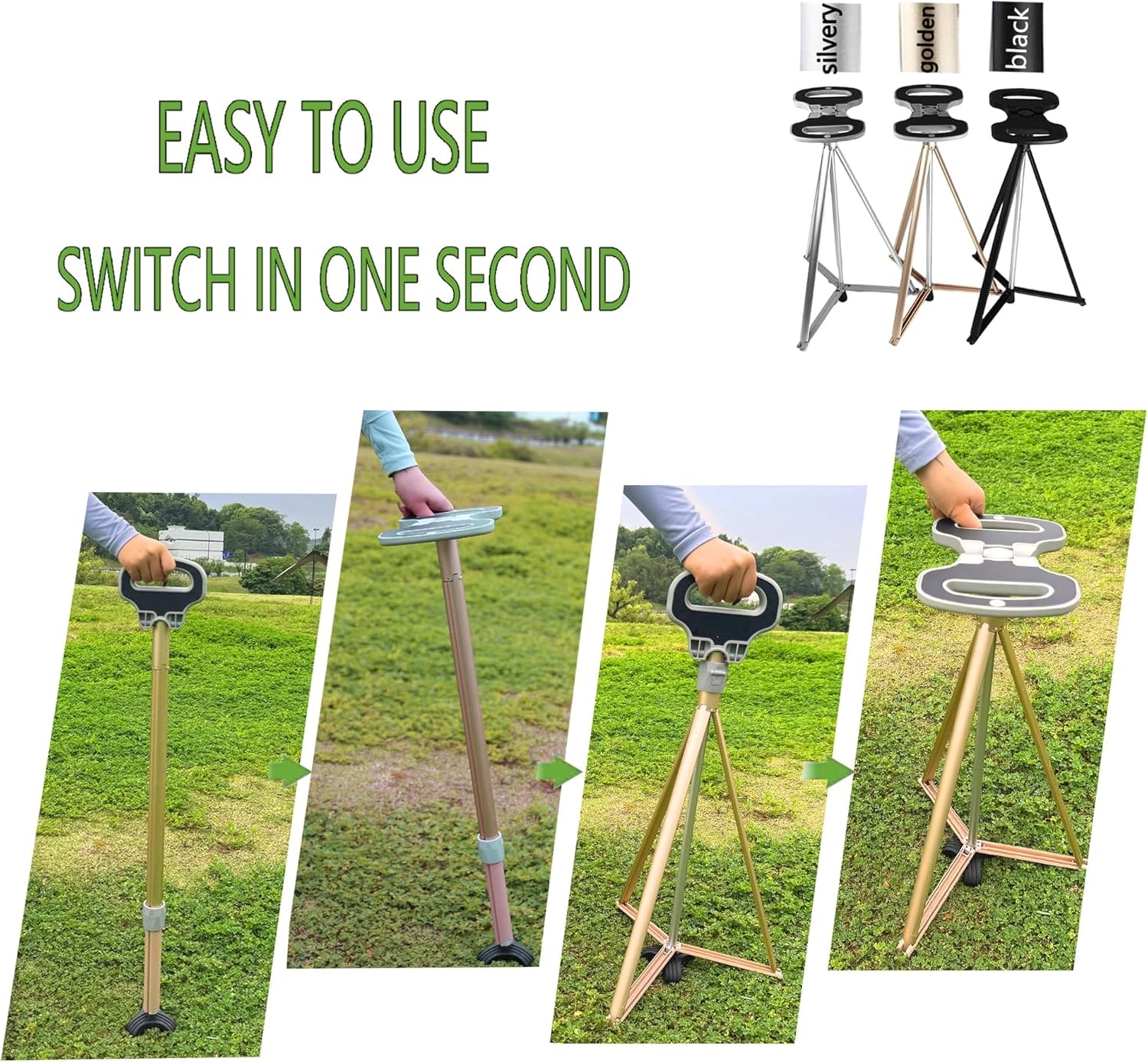 Walking Cane with Seat for Men & Women,Portable Cane Seat with Carry Bag,Lightweight Anti-Slip Walking Stick for Seniors & Adults,Foldable Adjustable Cane Chair for Travel Hiking - Image 7