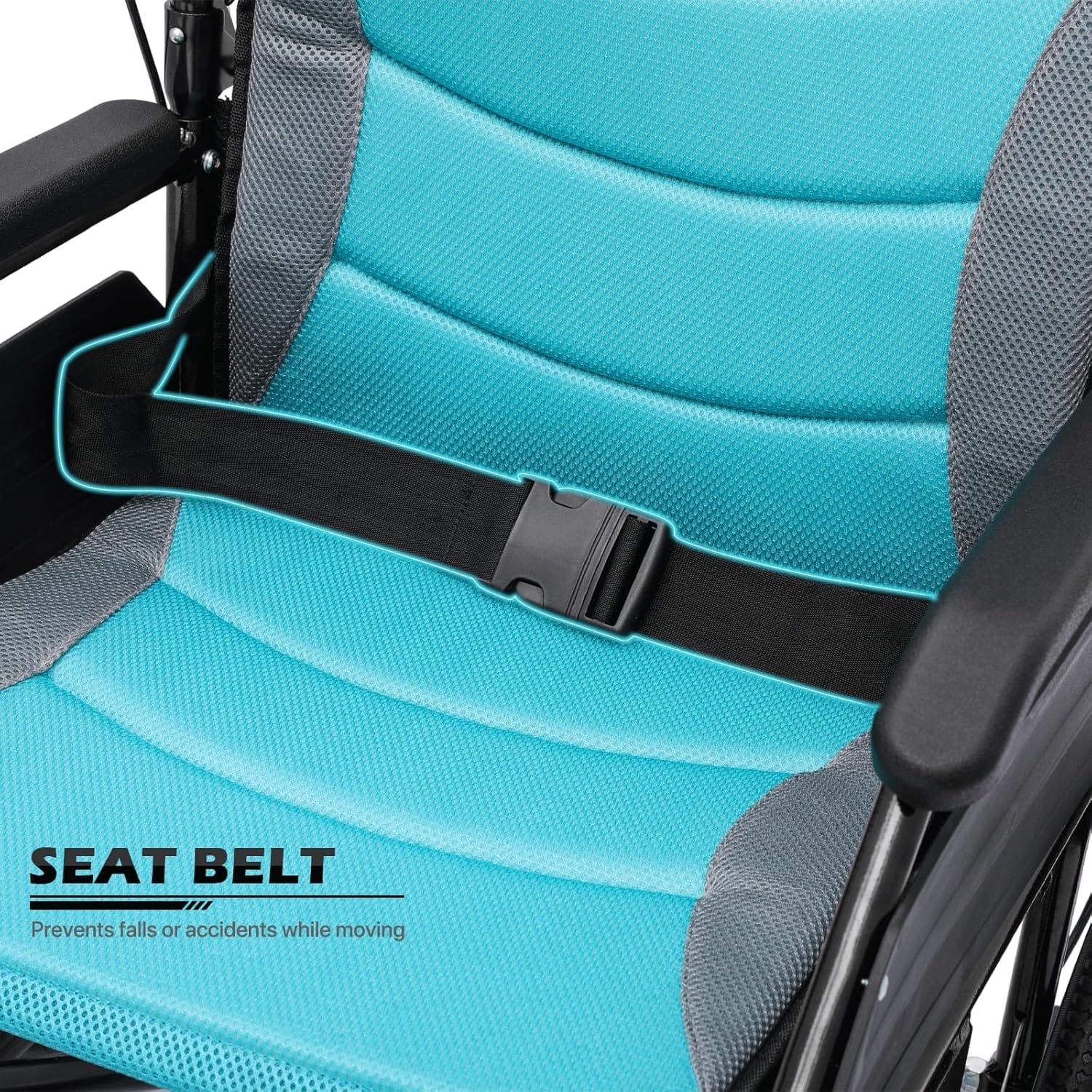 Wheel Chair for Adults with Swing-Away Footrest and Loop-Lock Handbrakes 17.5 inch Seat Wheel Chair 15" Rear Wheel Lightweight Transport Chair for Travel Compact Storage, 250 lbs - Image 9