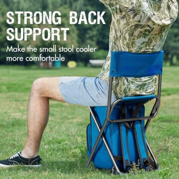 PORTAL Backpack Cooler Chair Fishing Chairs with Backrest Folding Camping Stool Compact for Outdoors Hiking Hunting Travel, Supports 225 lbs - Image 5