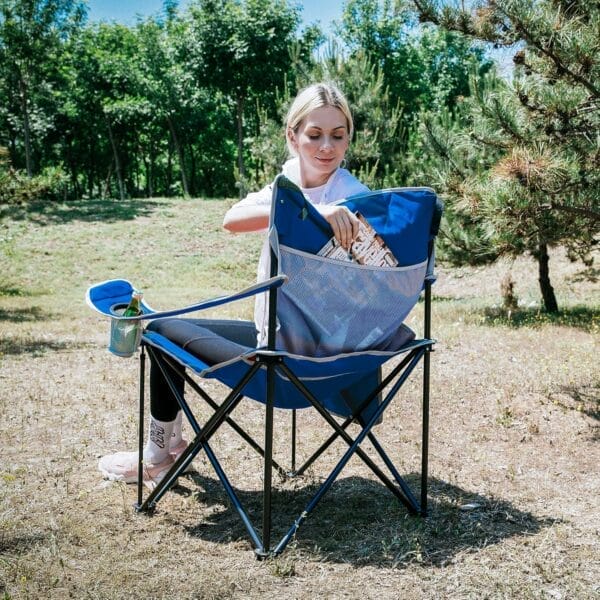 KingCamp Portable Folding Camping Quad Chair, Oversized Fully Cushioned Seat with Side Pocket and Cup Holder, for Tailgates, Beach, Lawn - Image 7