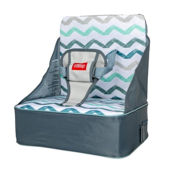 Nuby Easy Go Booster Seat - Travel Booster Seat for Babies and Toddlers - Holds Up to 35 Pounds - 9+ Months - Gray Chevron - Image 7
