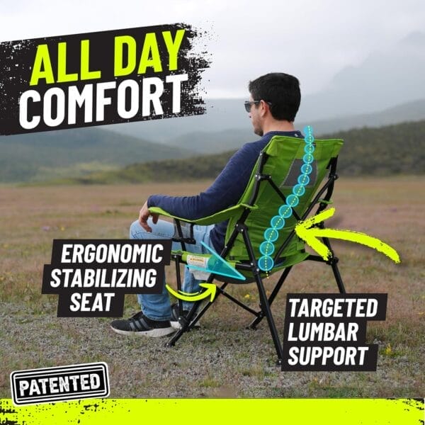 STRONGBACK Camping Chair Guru Heavy Duty Camping Chairs with Lumbar Suppor - Backpack Folding Camp Chair - Navy - Image 4