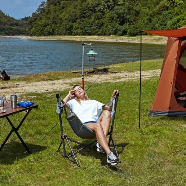 TIMBER RIDGE Hammock Camping Chair with Adjustable Backrest, Heavy Duty Folding Hammock Chair Supports 300lbs, Portable Hammock Chair for Camping, Travelling and Patio, Grey - Image 2