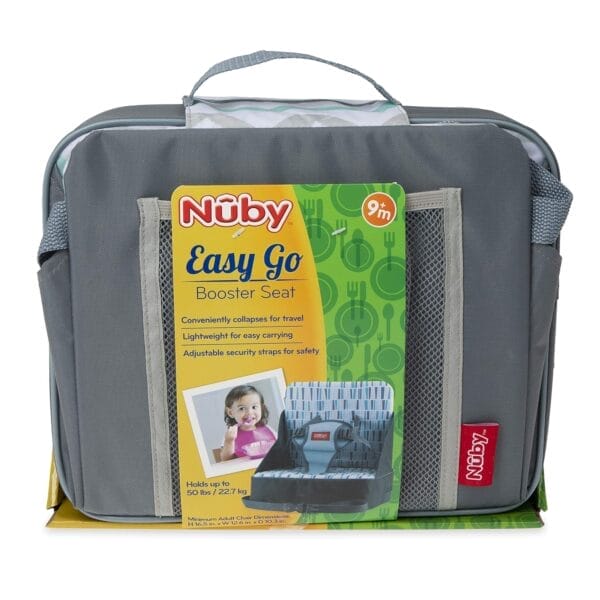 Nuby Easy Go Booster Seat - Travel Booster Seat for Babies and Toddlers - Holds Up to 35 Pounds - 9+ Months - Gray Chevron - Image 9