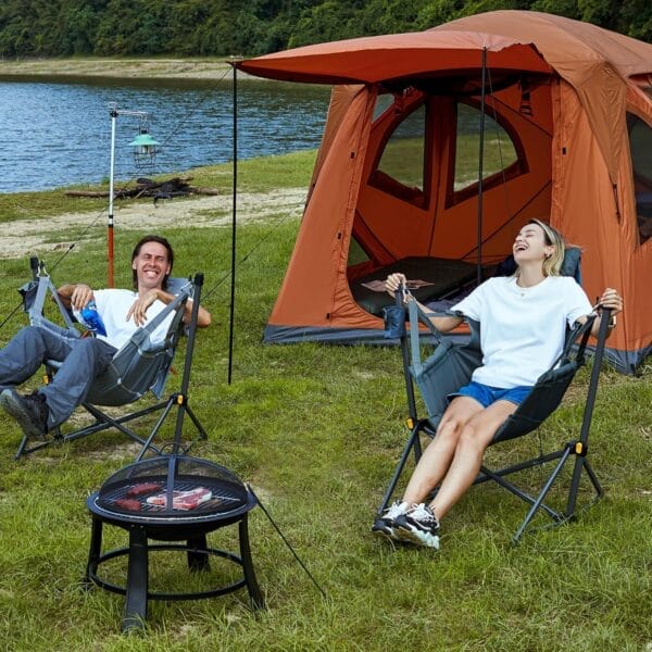 TIMBER RIDGE Hammock Camping Chair with Adjustable Backrest, Heavy Duty Folding Hammock Chair Supports 300lbs, Portable Hammock Chair for Camping, Travelling and Patio, Grey - Image 4