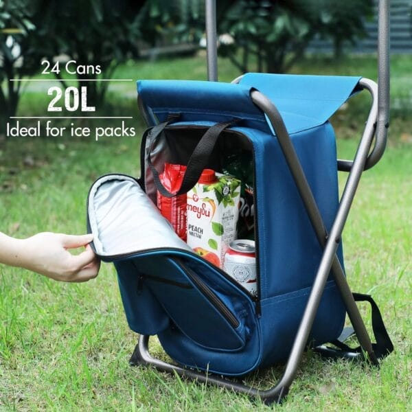PORTAL Backpack Cooler Chair Fishing Chairs with Backrest Folding Camping Stool Compact for Outdoors Hiking Hunting Travel, Supports 225 lbs - Image 6