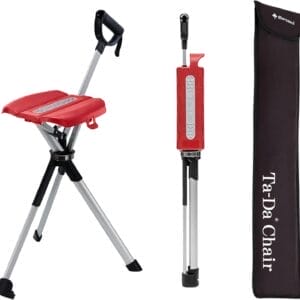 STEP2GOLD Ta-Da Chair Series 2- Portable Walking Stick, Cane with Seat, Foldable Chair, Hiking Stick, for Camping, Hiking, Lightweight Aluminum, Easy Carry, Anti-Slip
