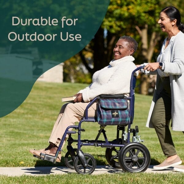 Medline Foldable Transport Chair w/Microban for Seniors & Post-Surgery Patients (300 lb. Weight Capacity), Navy - Image 3