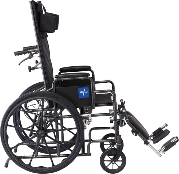 Medline Reclining Wheelchair, Desk-Length Arms and Elevating Leg Rests, 16" x 18" Seat (W x D) - Image 7