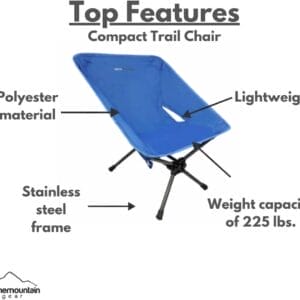 Compact Trail Chair for - Portable Chair for Camping/Hiking/Backpacking by Caddis Sports