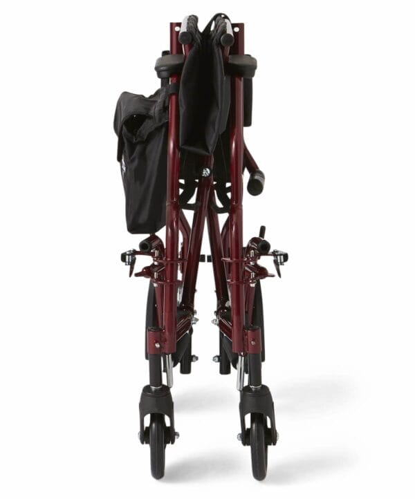 Medline Lightweight Steel Transport Chair, Folding Chair is Portable, Large 12in Back Wheels, 19in Wide Seat, Red - Image 5