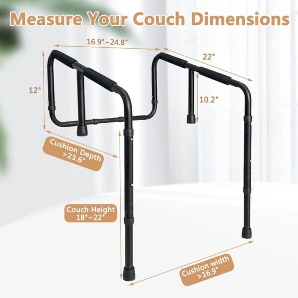 Mybow Couch Stand Assist, Chair Assist for Elderly Sit to Stand, Grab Bar Standing Aids for Seniors, Couch Cane Stand Up Assistance Handle, Chair Lift Assist Devices, Daily Living Mobility Aid - Image 4