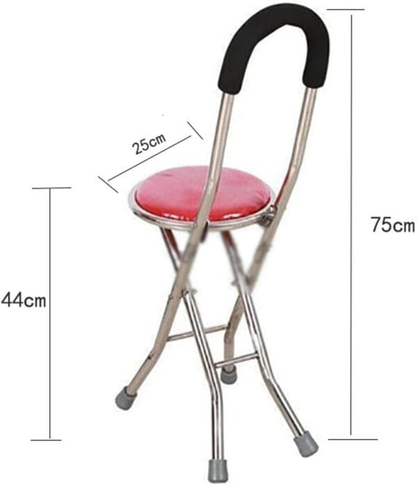 Travel Hiking Cane Chair Stool, Portable Folding Walking Stick with Seat for Elderly Men Women Seniors, Outdoor Mobility Aid, Holds 440 lbs - Image 2