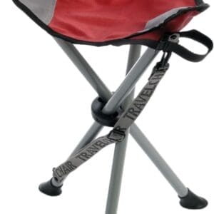Travel Chair Slacker Tripod Chair for Camping, Lightweight Chair, Adjustable Carry Strap for Easy Transport | Oversized Duck Feet for Improved Stability | Perfect for Outdoor Adventures (Red)