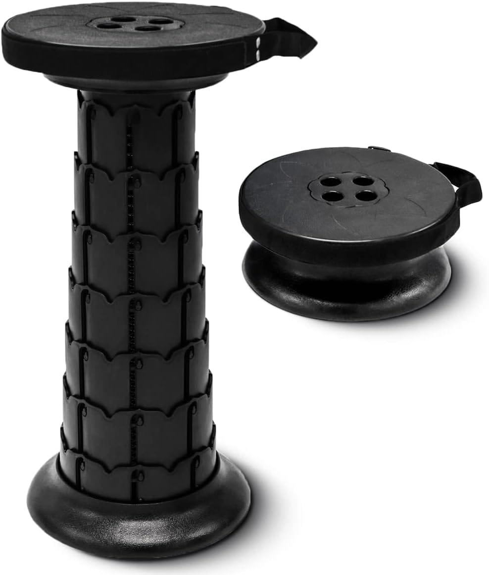 Adjustable Retractable Portable Collapsible Folding Stool,Compact Telescoping Stool for Adults Heavy Duty with Load Capacity 770 lbs, Chair Camping Travel Hunting（Black） (HX20210818)