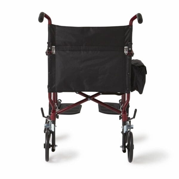 Medline Lightweight Steel Transport Chair, Folding Chair is Portable, Large 12in Back Wheels, 19in Wide Seat, Red - Image 7