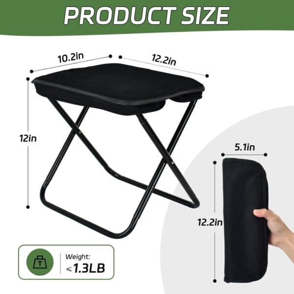 Collapsible Stool, Portable Chair, Lightweight Portable Stool for Adults, Portable Chairs for Adults, Holds Up to 330LBS, Ideal for Camping, Hiking, Outdoors, and Events - Image 2
