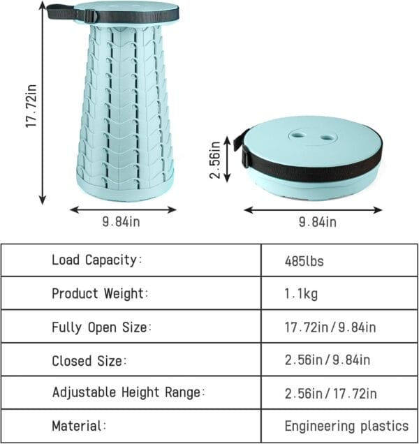 Collapsible Camping Stool Seat, Square Portable Folding Stool, Lightweight Sturdy Foldable Stool for Camp Fishing Picnic, Max Load 550 lb, Ice-Cream - Image 5