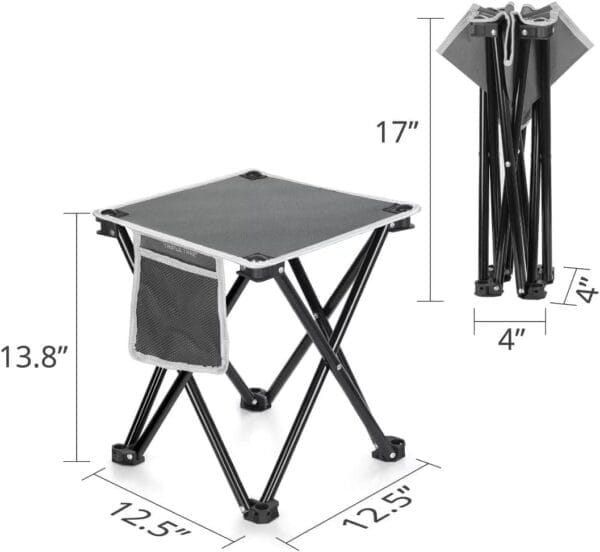 TRIPLE TREE 2 Pack Camping Stool, Grey, 13.8 Inch Portable Folding Stool for Outdoor Walking Hiking Fishing 400 Lbs Capacity with Carry Bag - Image 3