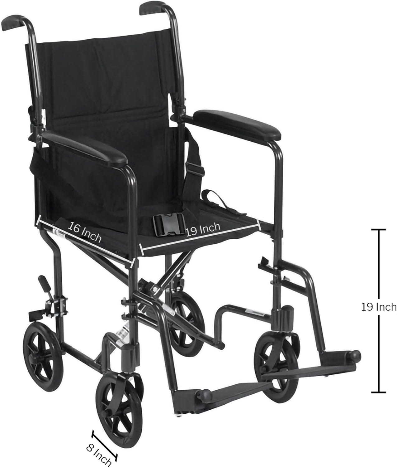 McKesson Transport Chair - Lightweight, Foldable Mobility Aid for Adults - Black, 300 lbs Weight Capacity, 1 Count - Image 2