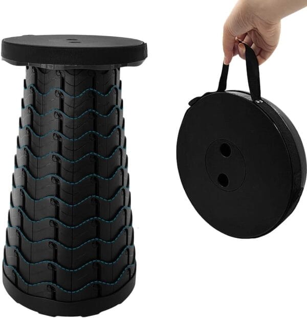 Coideal Retractable Folding Stool Upgraded, Portable Lightweight Collapsible Stool Telescoping Chair Seat Adjustable Height with Load 400 lbs for Adult Camping Travel Fishing Outdoor