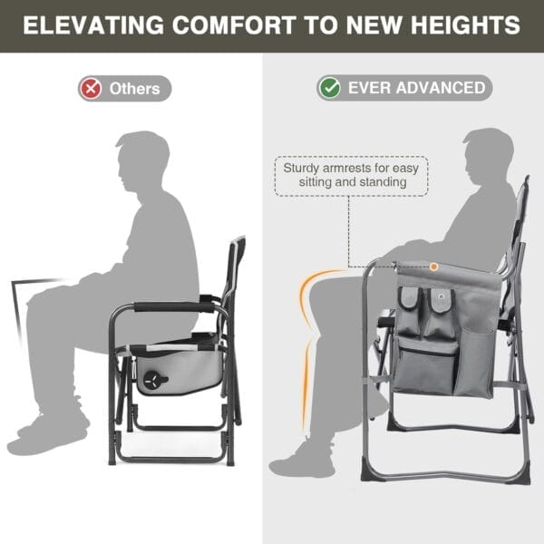 EVER ADVANCED Lightweight Folding Directors Chairs Outdoor, Aluminum Camping Chair with Side Table and Storage Pouch, Heavy Duty Supports 350LBS - Image 7