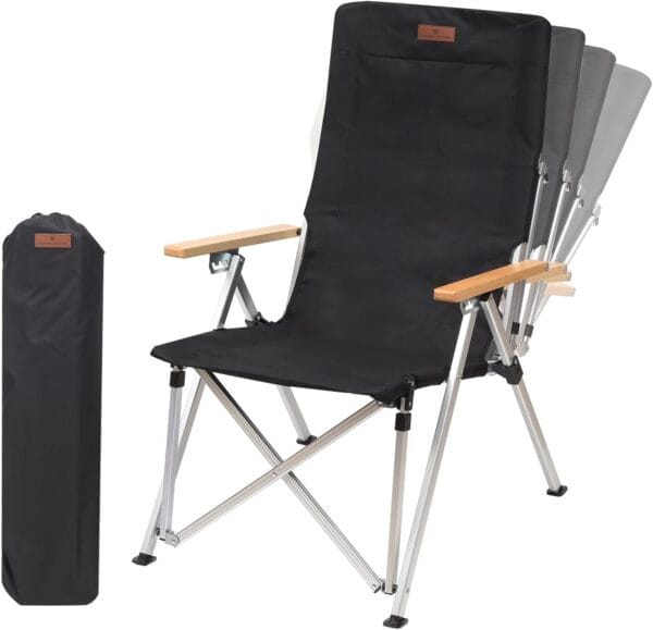 Folding Camping Chair Portable Chairs for Adults Adjustable High Back Outdoor Comfortable Chair with Storage Bag