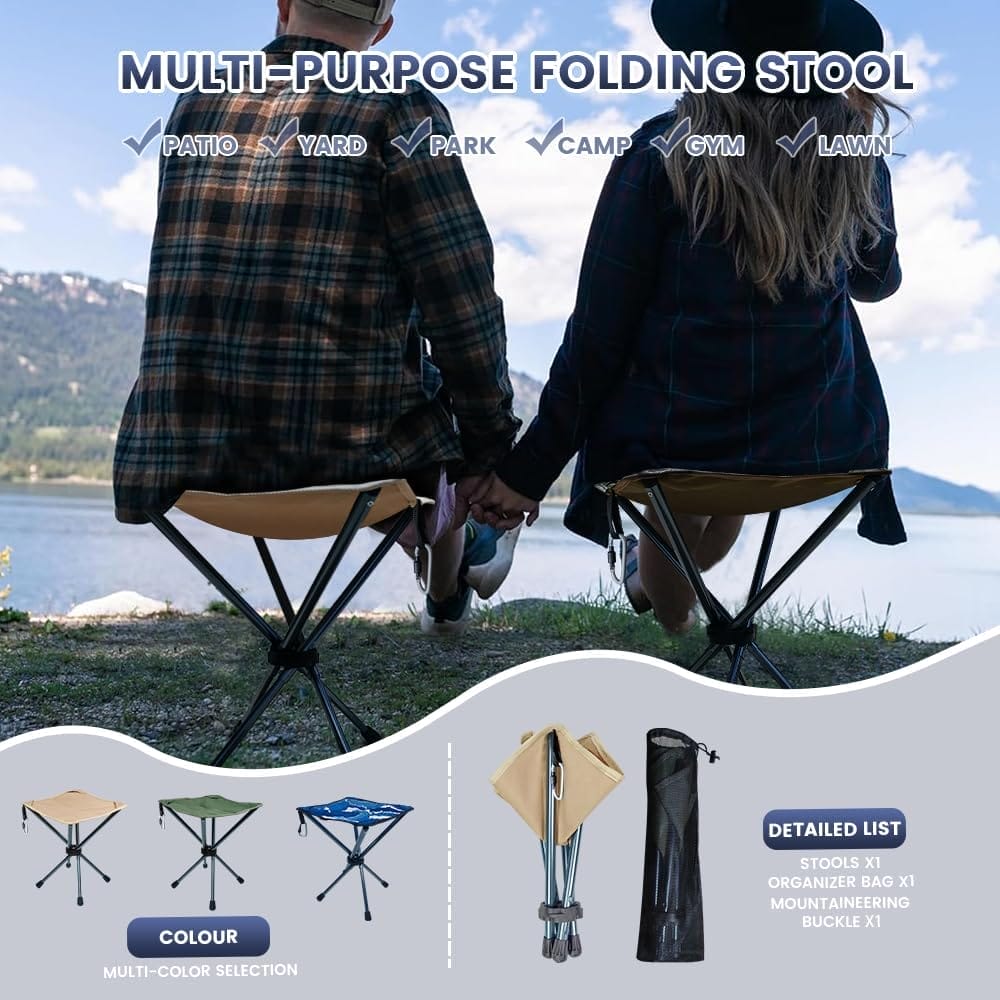 Lightweight Camping Stool 7075 Aluminum Small Folding Camping Portable Chair with Carry Bag Retractable Backpacking Stool for Travel Camping Hiking Fishing Garden Work Picnic BBQ Outdoor - Image 3