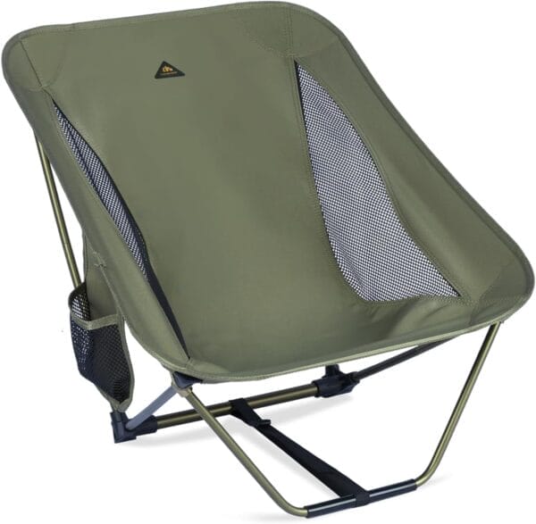 iClimb Low Ultralight Compact Camping Folding Chair with Side Pocket and Carry Bag