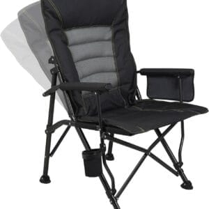 Outdoor Folding Camping Chair Heavy Duty Movable High Back Collapsible Padded Chair with Storage Bag for Outside Camping Activities, Black