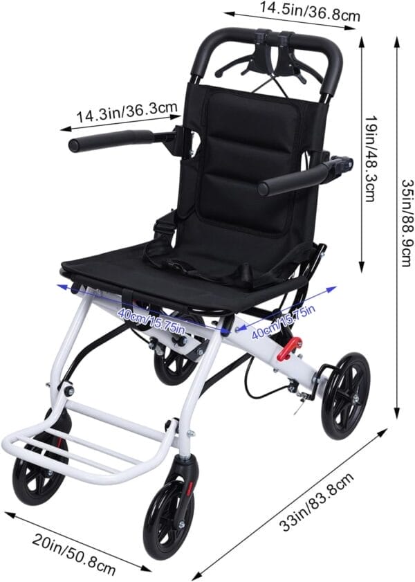 Ultra Lightweight Folding Travel Wheelchair – Only 16lbs, Portable Transport Chair for Adults and Seniors, Compact Foldable Silla de Ruedas para Adultos with Carry Bag, Supports 180lbs - Image 7