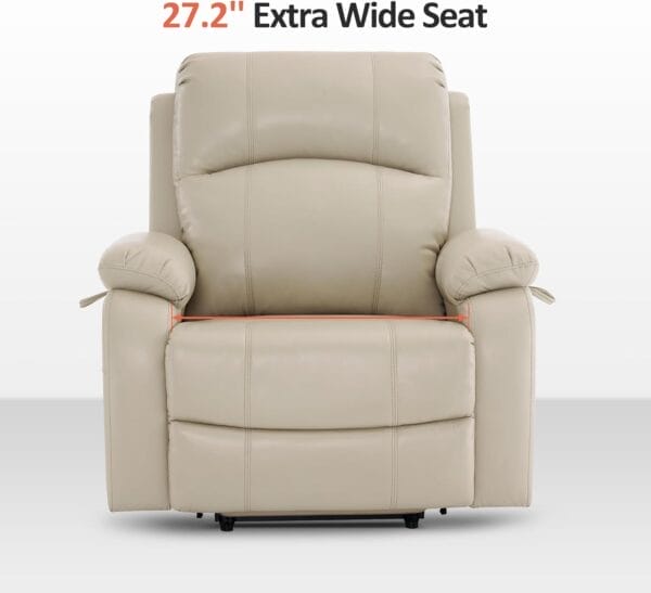 MCombo Small-Wide Power Lift Recliner Chair with Massage and Heat for Petite Elderly People, 3 Positions, 2 Side Pockets, USB Ports, Faux Leather R7410 (Beige, Small-Wide) - Image 4
