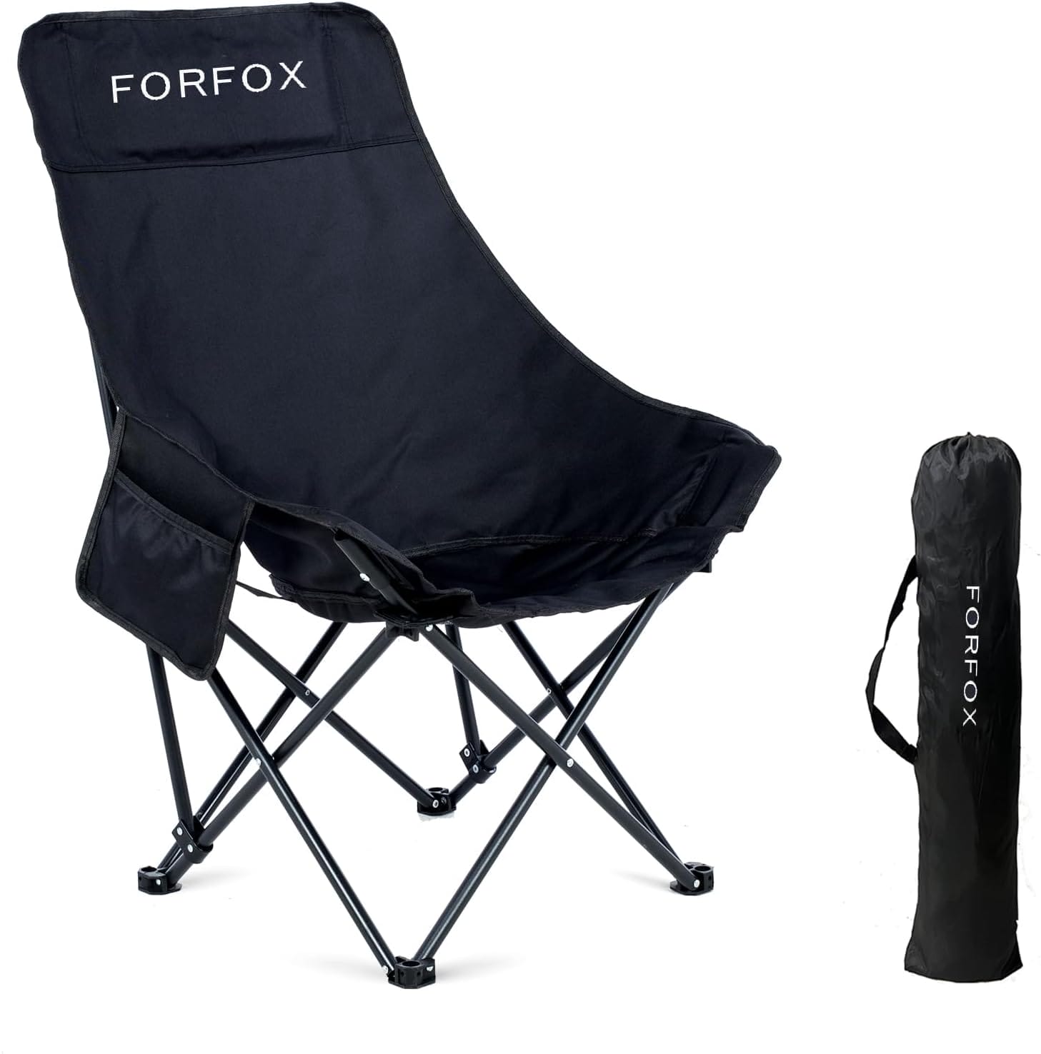 Portable Folding Camping Chair with High Back Upholstered Side Pocket Headrest Oversized Lightweight Lawn Chair Outdoor Chair for Outdoor Camping, Beach, Leisure, Travel, Tailgate, Adults
