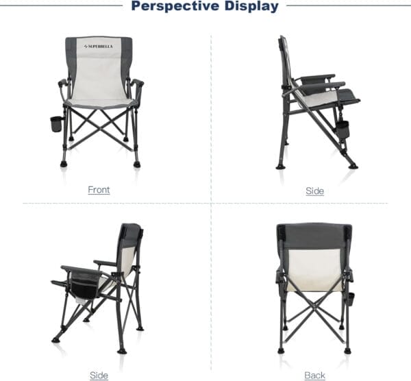 Camping Chair Folding Portable Lawn Chair 2 Pack Comfortable Hard Arm Sturdy for Family Camp, Outdoor, Sports, Beach, Travel, Beige, Supports 300 lbs - Image 4