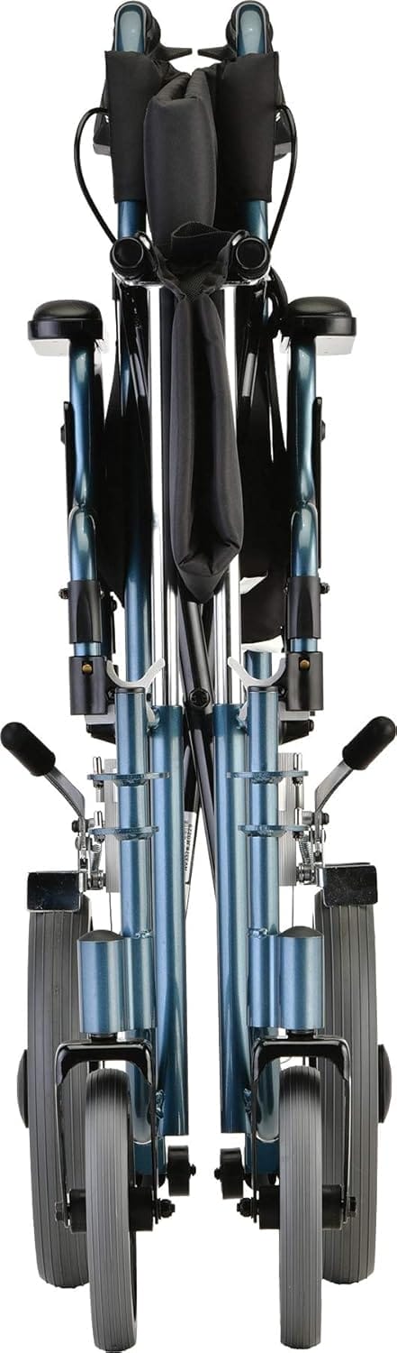 NOVA Heavy Duty Bariatric Transport Chair with 400 lb. Weight Capacity, 22” Extra-Wide Seat with Locking Hand Brakes, Flip Up Arms (for Easy Transfer), Anti-Tippers, 12” Rear Wheels, Color Blue - Image 8