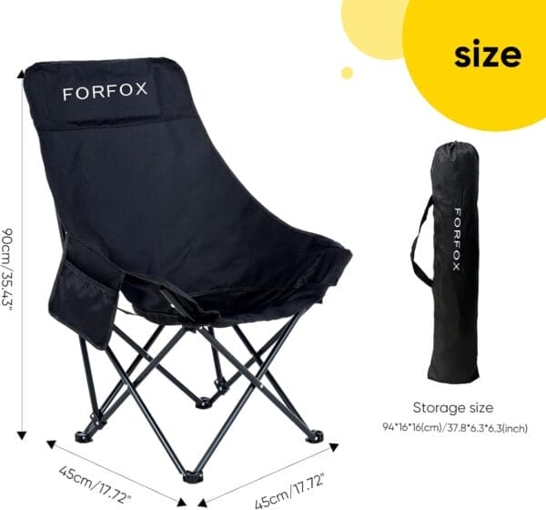 Portable Folding Camping Chair with High Back Upholstered Side Pocket Headrest Oversized Lightweight Lawn Chair Outdoor Chair for Outdoor Camping, Beach, Leisure, Travel, Tailgate, Adults - Image 2